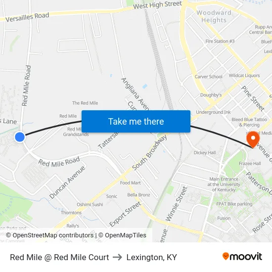 Red Mile @ Red Mile Court to Lexington, KY map