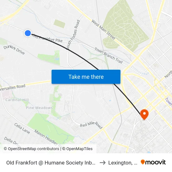 Old Frankfort @ Humane Society Inbound to Lexington, KY map