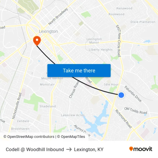 Codell @ Woodhill Inbound to Lexington, KY map