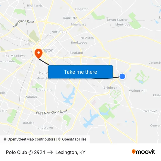 Polo Club @ 2924 to Lexington, KY map