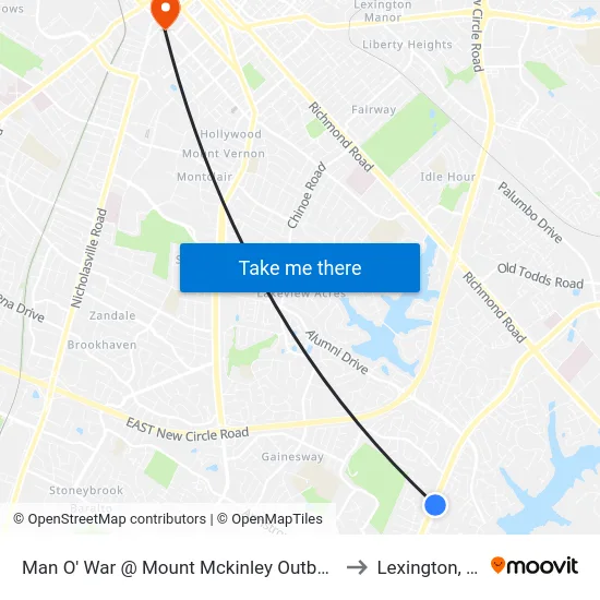 Man O' War @ Mount Mckinley Outbound to Lexington, KY map