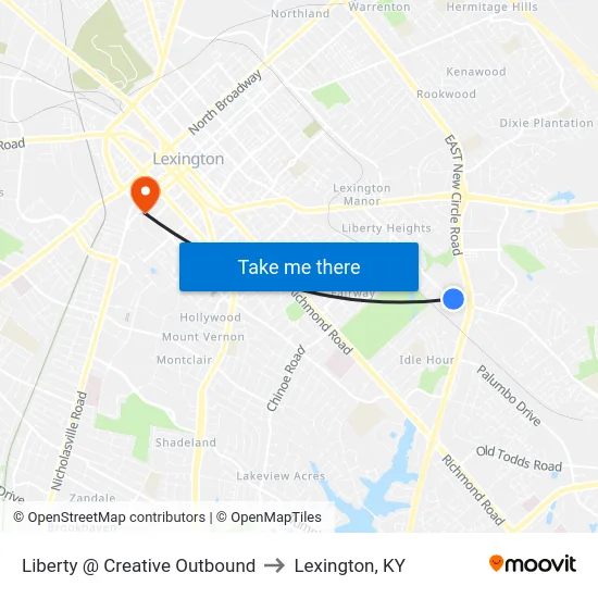 Liberty @ Creative Outbound to Lexington, KY map