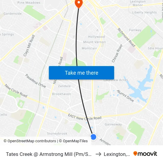 Tates Creek @ Armstrong Mill (Pm/Sunday) to Lexington, KY map