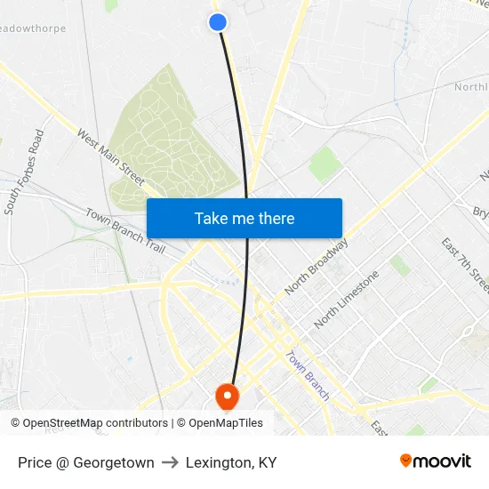 Price @ Georgetown to Lexington, KY map