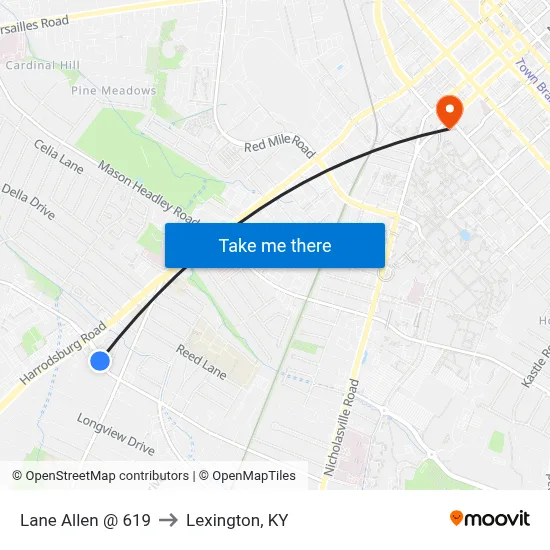 Lane Allen @ 619 to Lexington, KY map