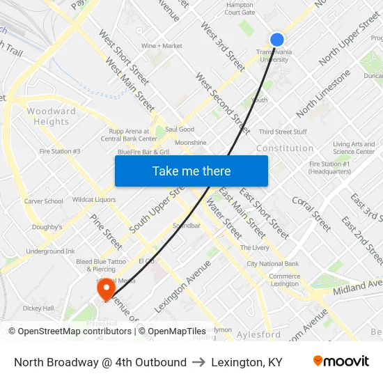 North Broadway @ 4th Outbound to Lexington, KY map