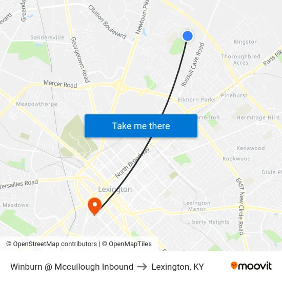 Winburn @ Mccullough Inbound to Lexington, KY map