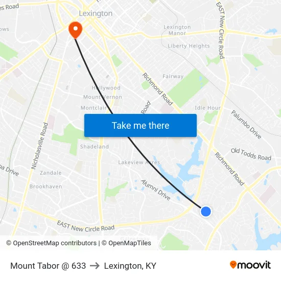 Mount Tabor @ 633 Outbound to Lexington, KY map