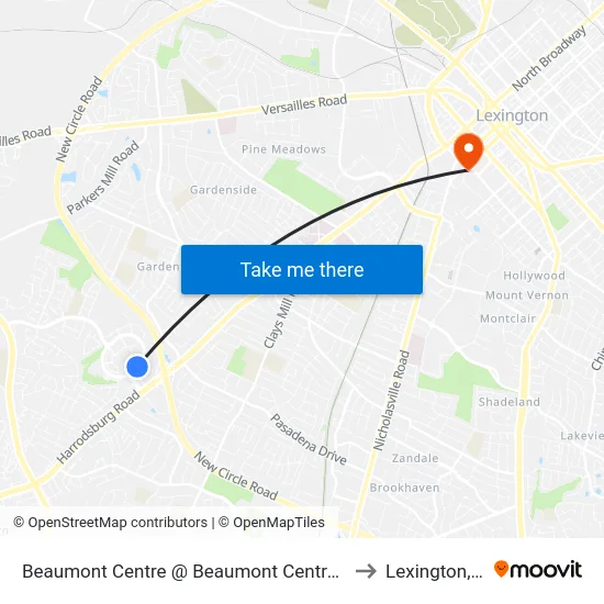 Beaumont Centre @ Beaumont Centre Circle to Lexington, KY map