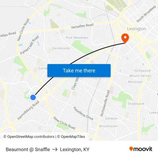 Beaumont @ Snaffle to Lexington, KY map