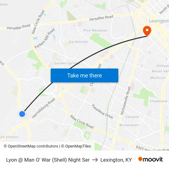 Lyon @ Man O' War (Shell) Night Ser to Lexington, KY map