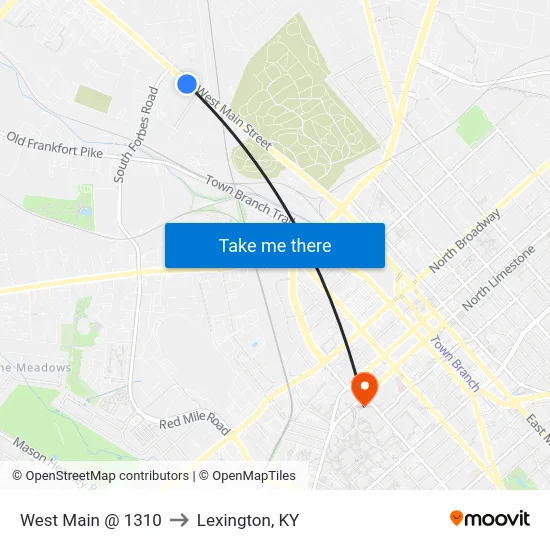 West Main @ 1310 to Lexington, KY map