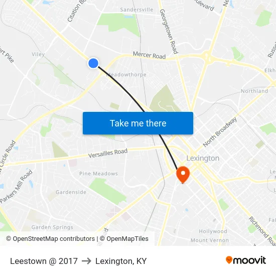 Leestown @ 2017 to Lexington, KY map