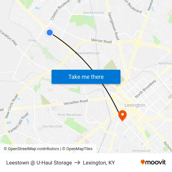 Leestown @ U-Haul Storage to Lexington, KY map