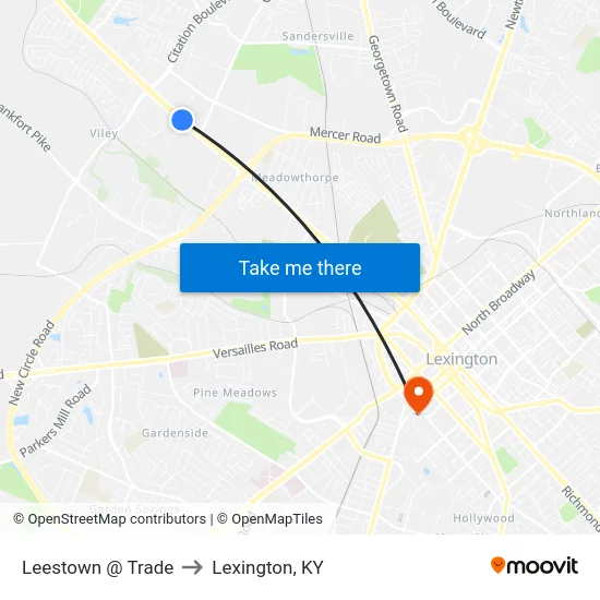 Leestown @ Trade to Lexington, KY map