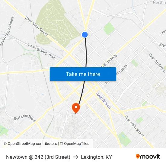 Newtown @ 342 (3rd Street) to Lexington, KY map