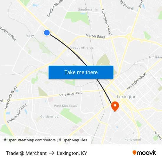 Trade @ Merchant to Lexington, KY map