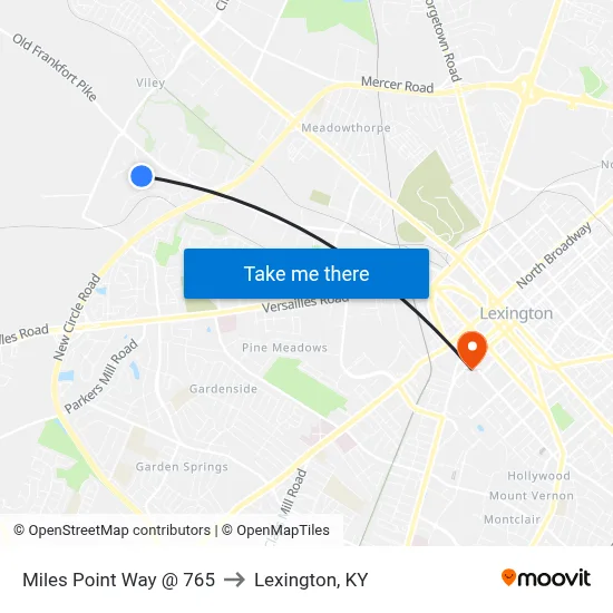 Miles Point Way @ 765 to Lexington, KY map