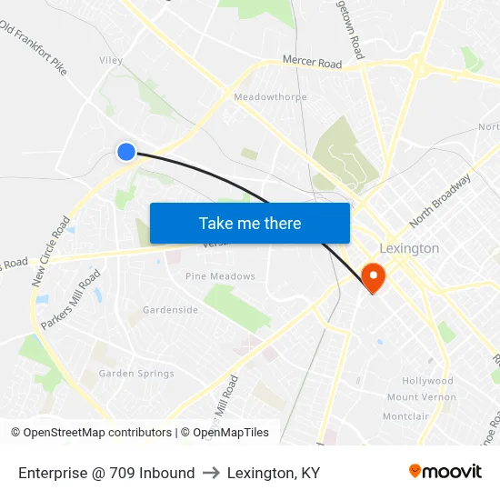 Enterprise @ 709 Inbound to Lexington, KY map