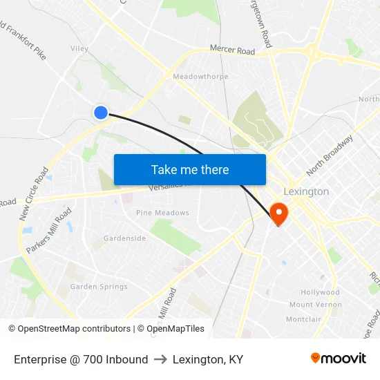 Enterprise @ 700 Inbound to Lexington, KY map