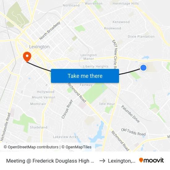 Meeting @ Frederick Douglass High School to Lexington, KY map