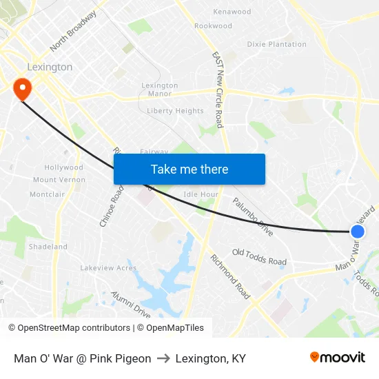 Man O' War @ Pink Pigeon to Lexington, KY map