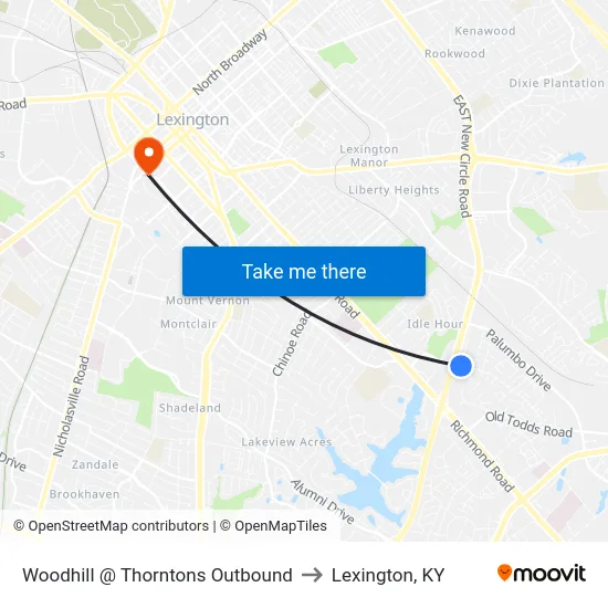 Woodhill @ Thorntons Outbound to Lexington, KY map