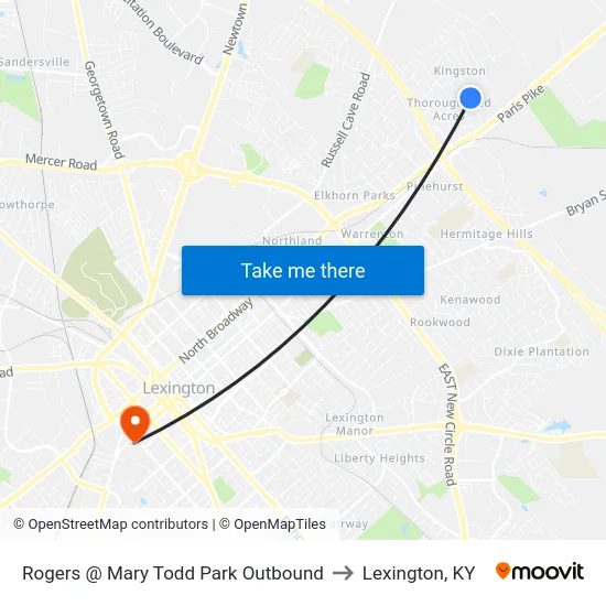 Rogers @ Mary Todd Park Outbound to Lexington, KY map