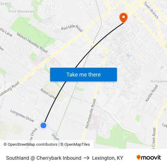 Southland @ Cherrybark Inbound to Lexington, KY map