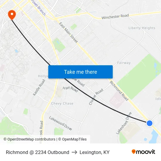 Richmond @ 2234 Outbound to Lexington, KY map