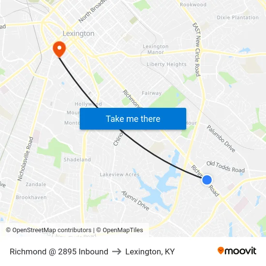 Richmond @ 2895 Inbound to Lexington, KY map
