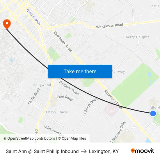 Saint Ann @ Saint Phillip Inbound to Lexington, KY map