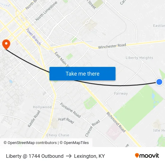 Liberty @ 1744 Outbound to Lexington, KY map