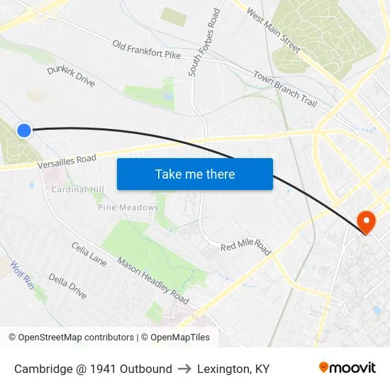Cambridge @ 1941 Outbound to Lexington, KY map