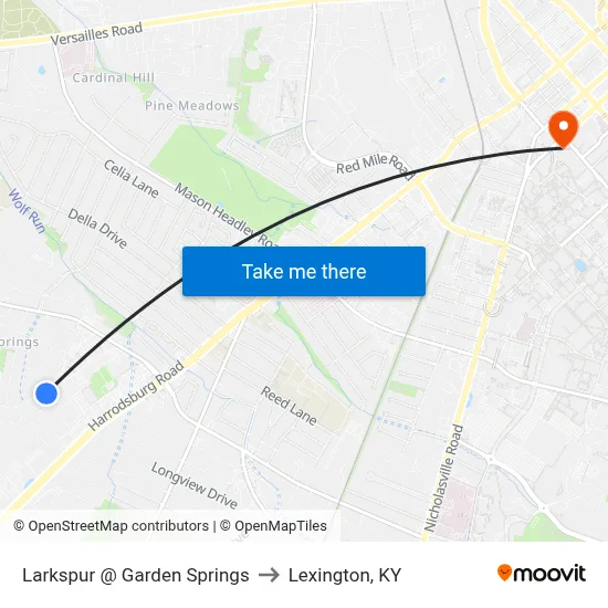 Larkspur @ Garden Springs to Lexington, KY map
