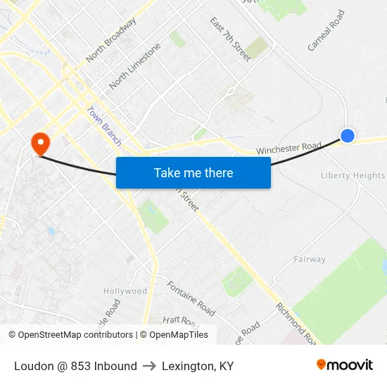 Loudon @ 853 Inbound to Lexington, KY map