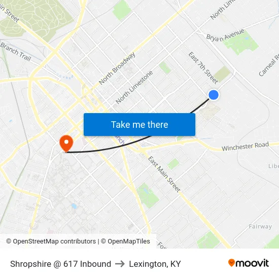 Shropshire @ 617 Inbound to Lexington, KY map