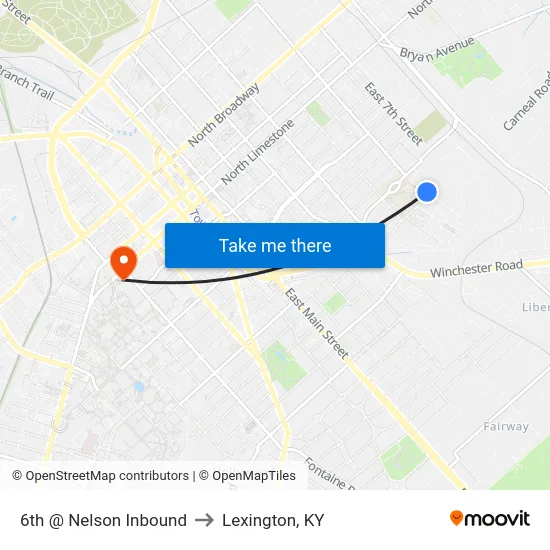 6th @ Nelson Inbound to Lexington, KY map