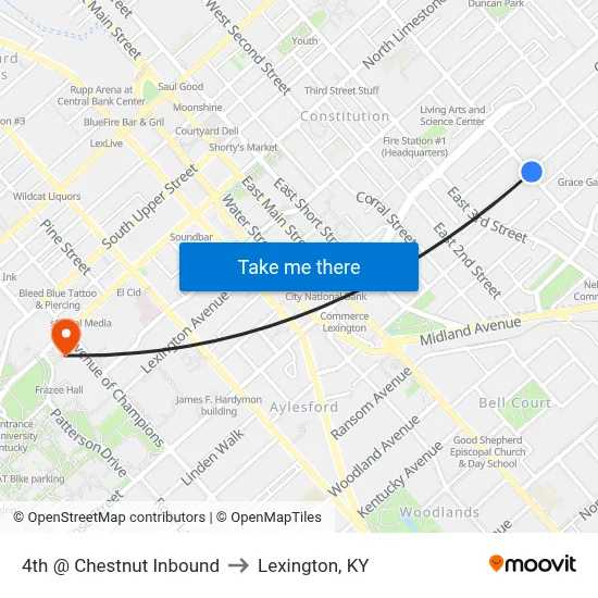 4th @ Chestnut Inbound to Lexington, KY map