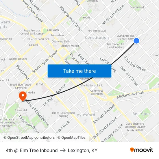4th @ Elm Tree Inbound to Lexington, KY map