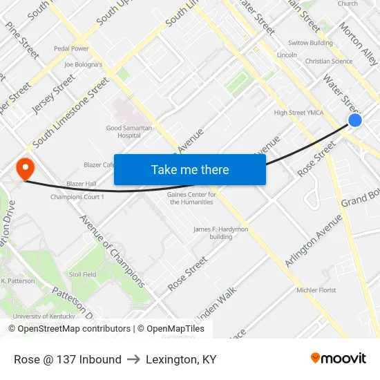 Rose @ 137 Inbound to Lexington, KY map