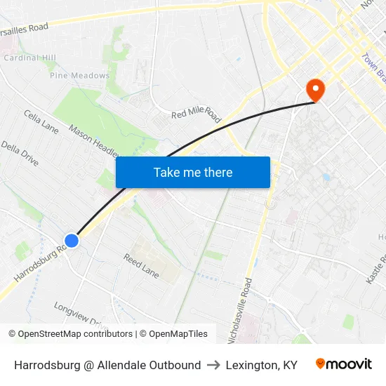 Harrodsburg @ Allendale Outbound to Lexington, KY map