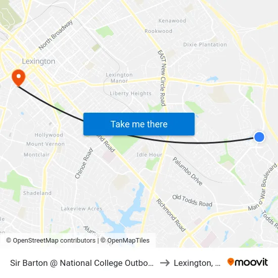 Sir Barton @ National College Outbound to Lexington, KY map