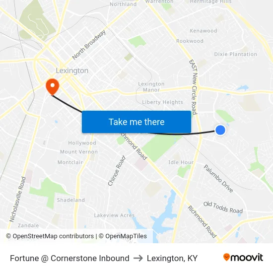 Fortune @ Cornerstone Inbound to Lexington, KY map
