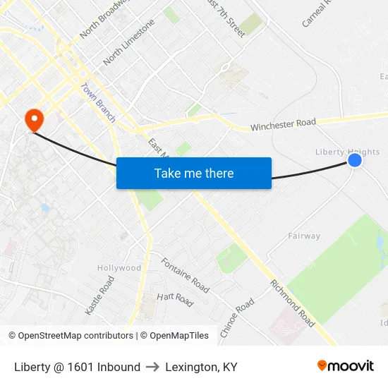 Liberty @ 1601 Inbound to Lexington, KY map