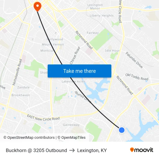 Buckhorn @ 3205 Outbound to Lexington, KY map