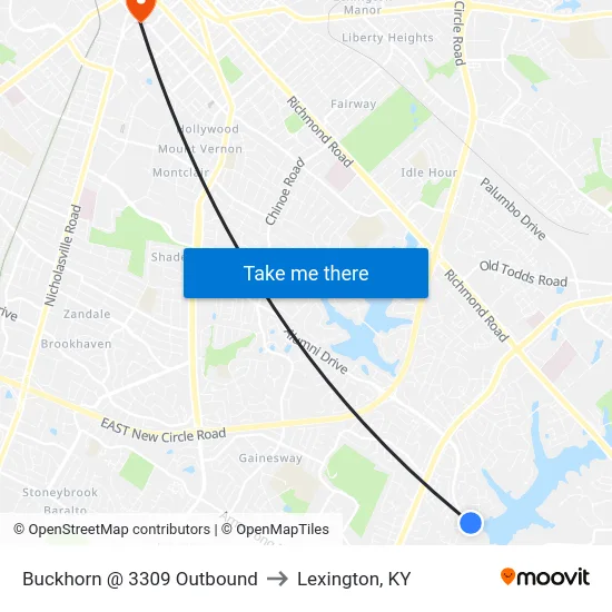 Buckhorn @ 3309 Outbound to Lexington, KY map
