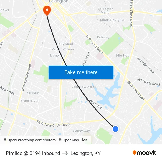 Pimlico @ 3194 Inbound to Lexington, KY map