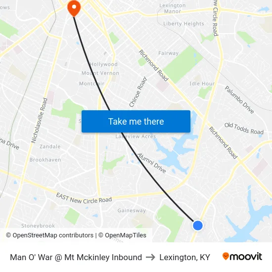 Man O' War @ Mt Mckinley Inbound to Lexington, KY map
