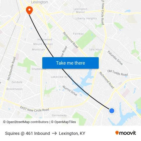 Squires @ 461 Inbound to Lexington, KY map